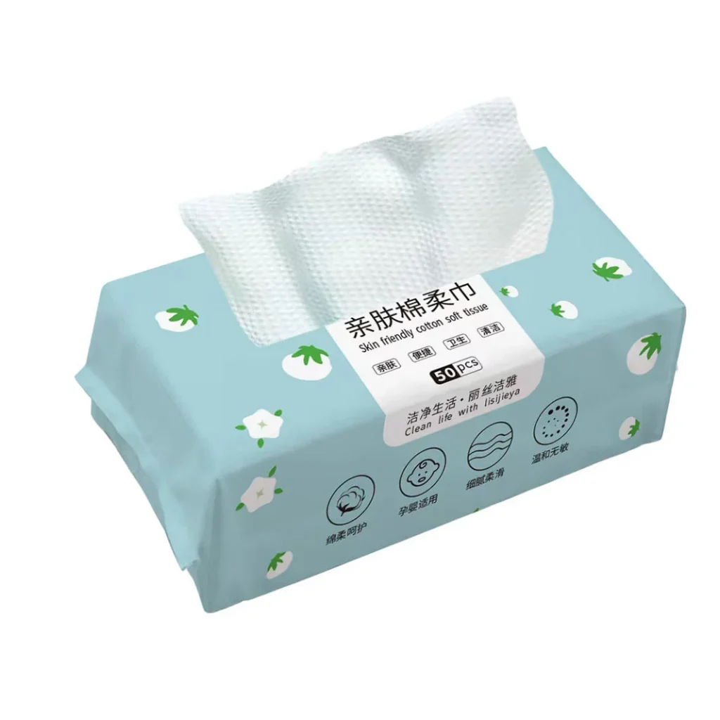 Soft and highly absorbent plant fiber disposable facial towels for daily cleansing, beauty care and baby care