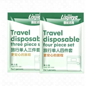 Vacuum-packed SMS disposable bedding set with bed sheet, duvet cover and pillowcase for hotels, B&Bs and travel