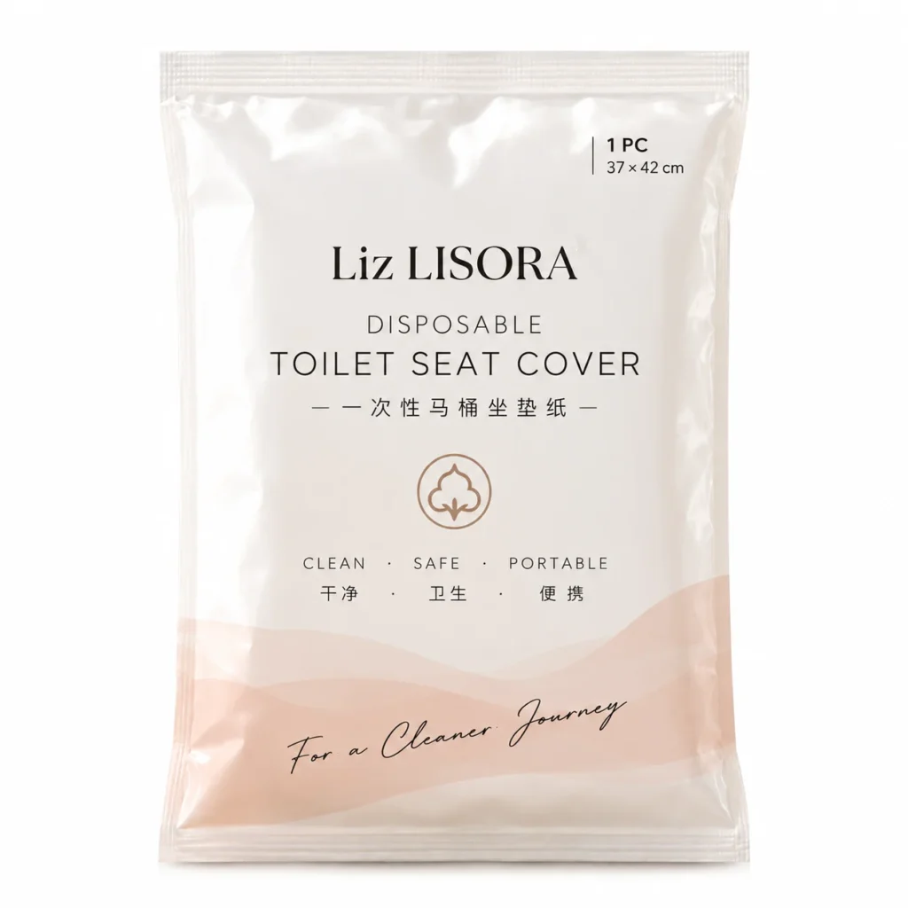 Liz Lisora water soluble disposable toilet seat cover, 3-ply with wet head for hotel travel salon