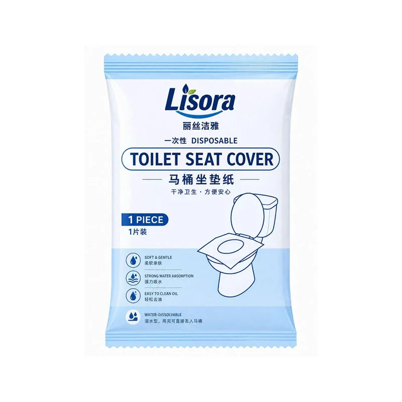 Liz Lisora water soluble disposable toilet seat cover, 3-ply with wet head for hotel travel salon