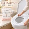 Disposable elastic toilet seat cover installation scene