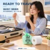 Travel scene, woman using disposable facial tissue