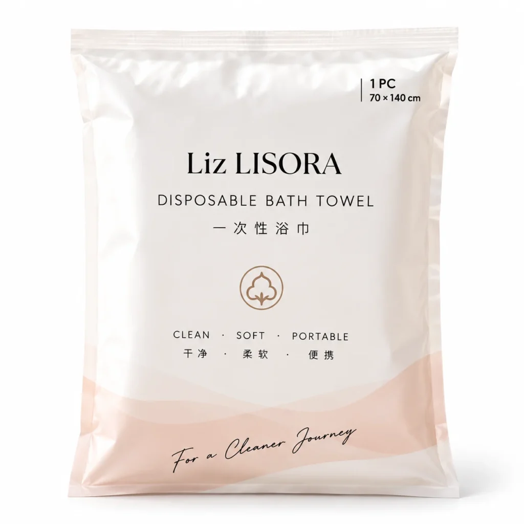 Lisora individually packed disposable nonwoven bath towel for hotel, salon and travel