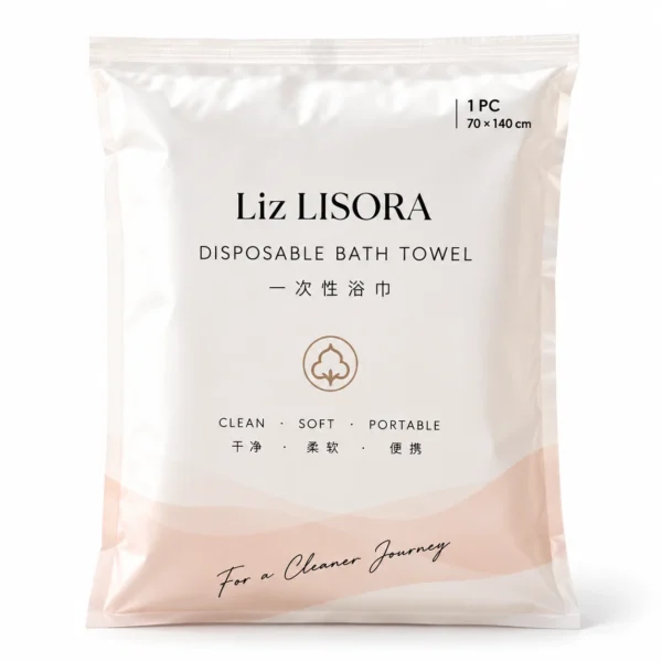 Lisora individually packed disposable nonwoven bath towel for hotel, salon and travel