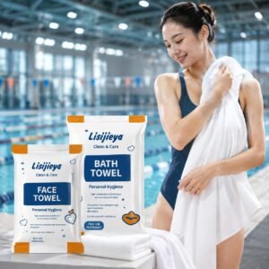 disposable bath towel pack Plant fiber disposable non-woven towel and bath towel set, customizable gram weight size packaging OEM ODM available