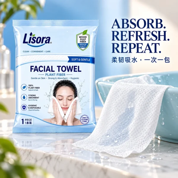 Lisora disposable facial towel blue package