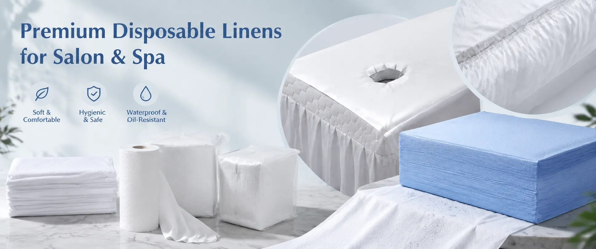 Lisora premium disposable nonwoven salon and spa linens banner