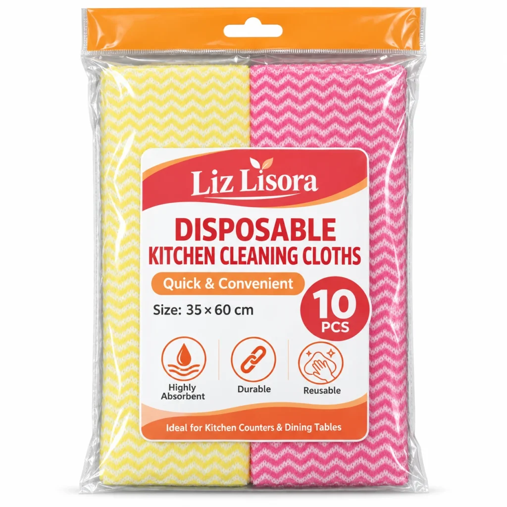 Liz Lisora blue multi pack absorbent cleaning cloths in plastic package