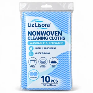 Lisora blue multi pack absorbent cleaning cloths in plastic package