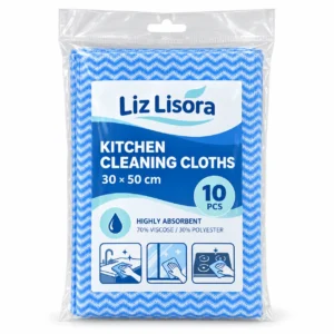 Lisora blue multi pack absorbent cleaning cloths in plastic package