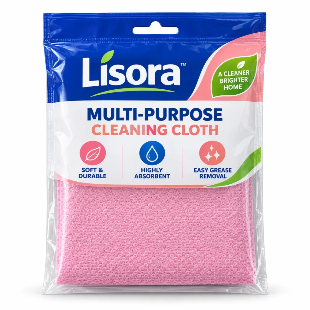 Liz Lisora blue multi pack absorbent cleaning cloths in plastic package