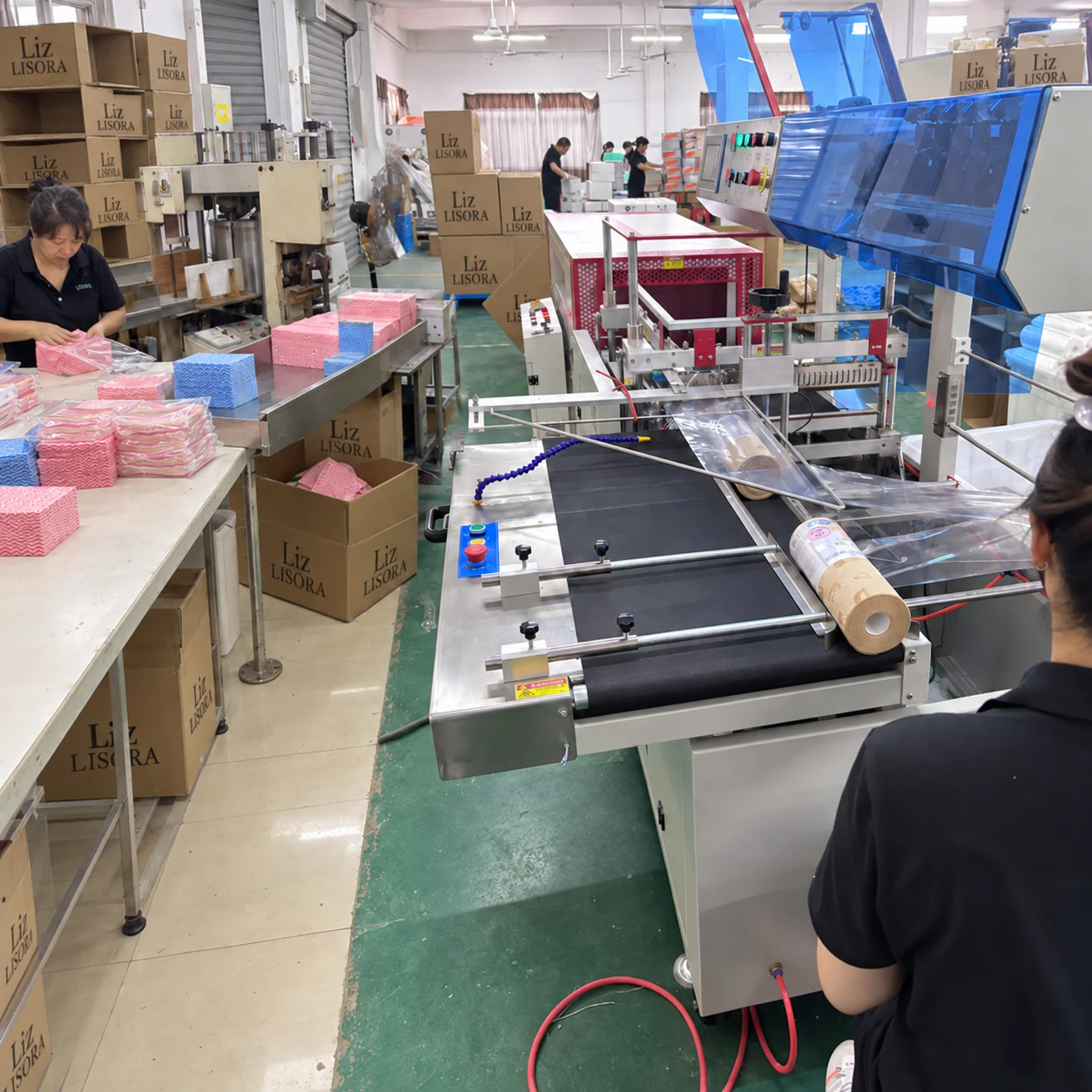 A corner of the workshop where clean rags are produced