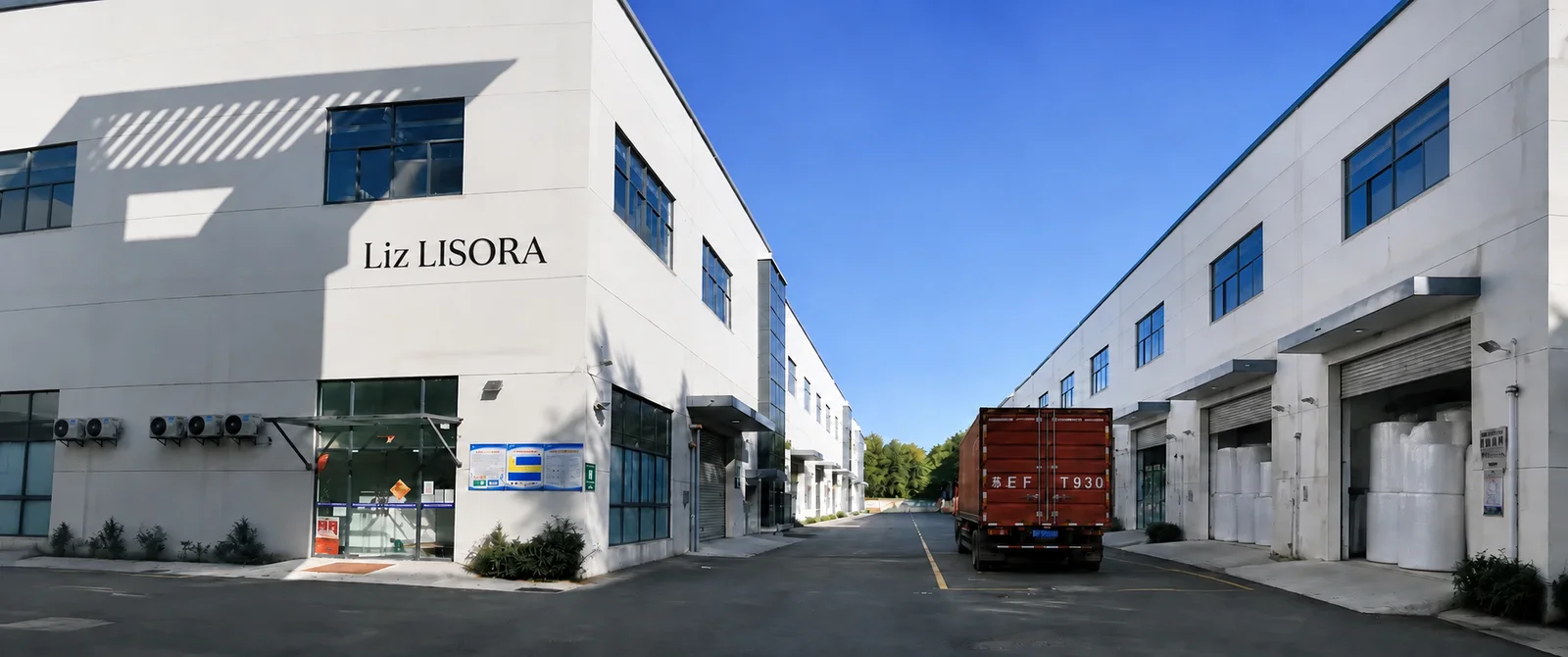 This is an exterior view of the Lisora factory.